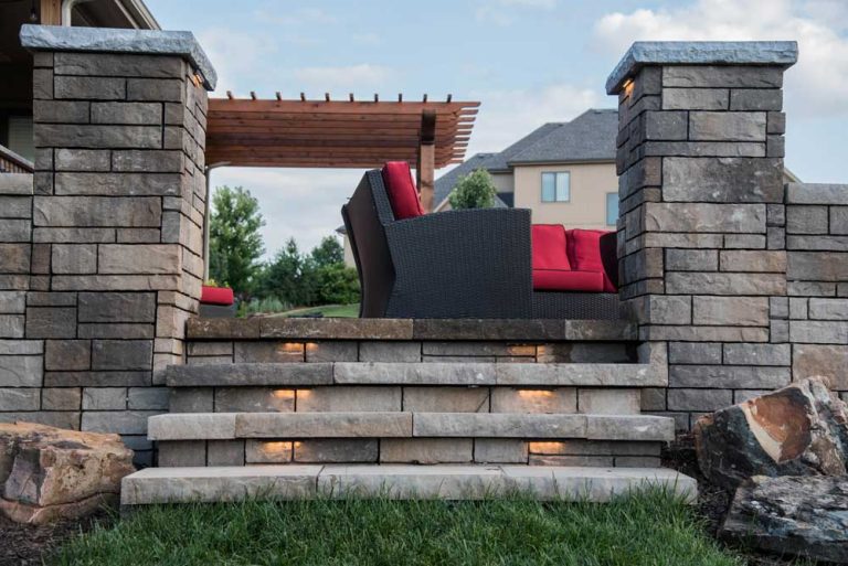 Landscape lighting illuminating a finished residential garden